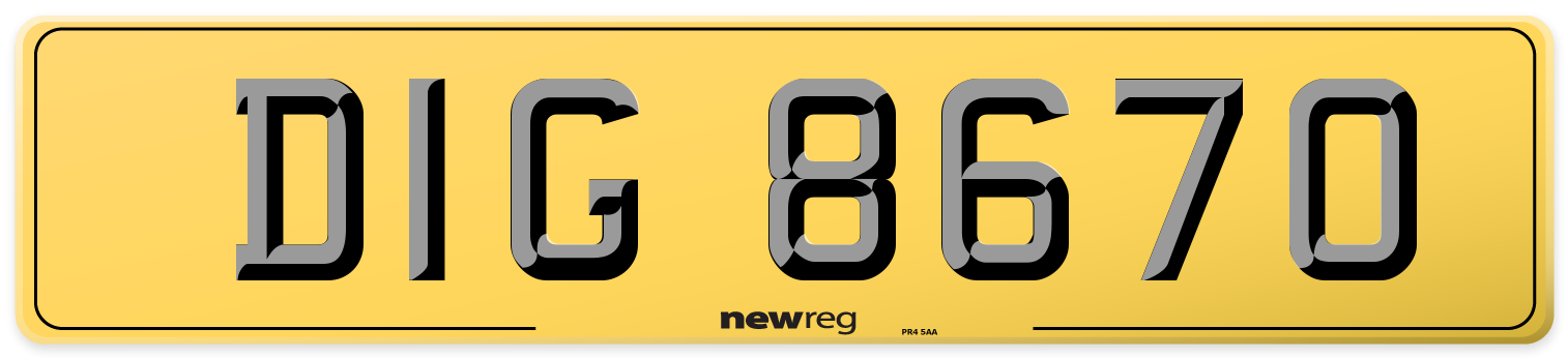 DIG 8670 Rear Number Plate