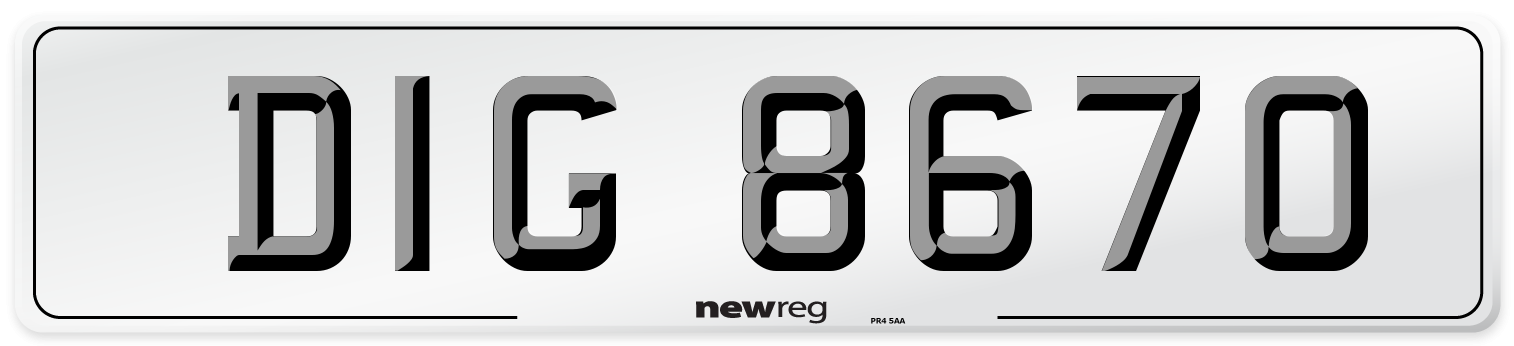 DIG 8670 Front Number Plate
