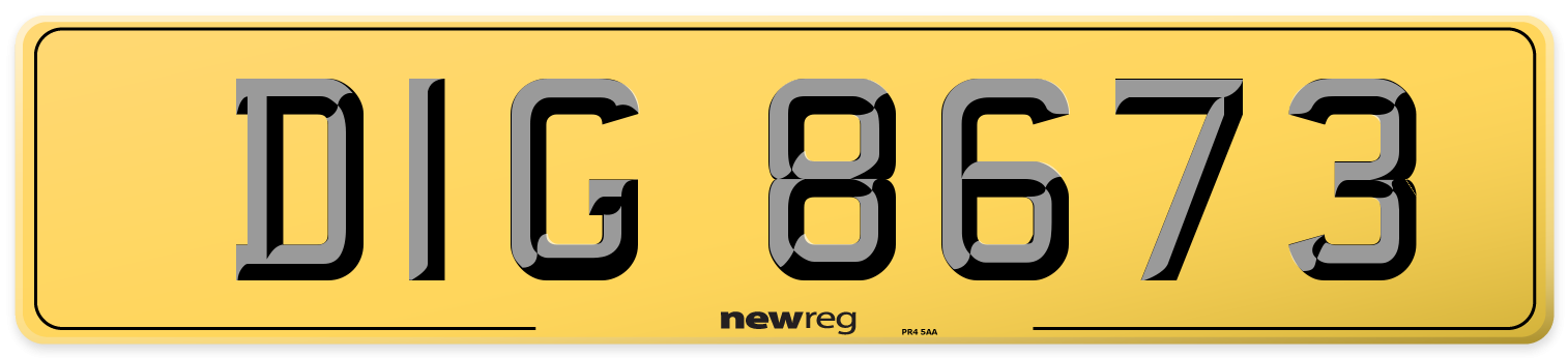 DIG 8673 Rear Number Plate
