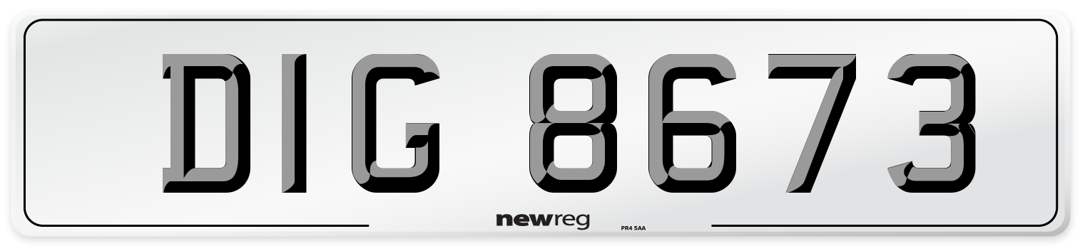 DIG 8673 Front Number Plate