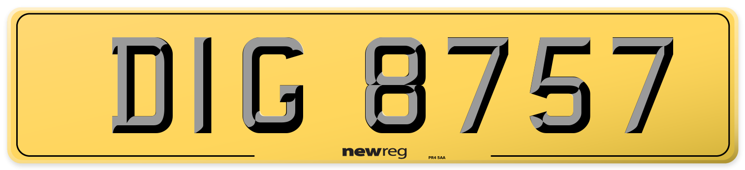 DIG 8757 Rear Number Plate