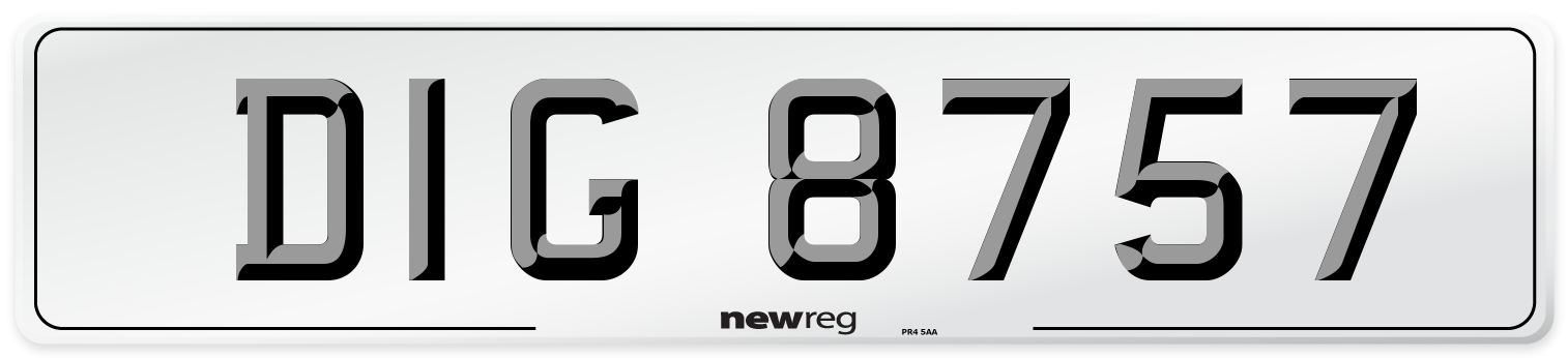 DIG 8757 Front Number Plate