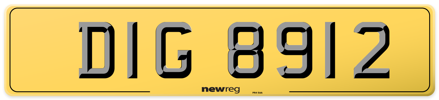 DIG 8912 Rear Number Plate