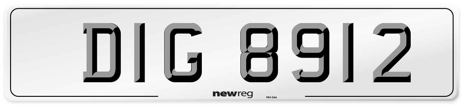 DIG 8912 Front Number Plate