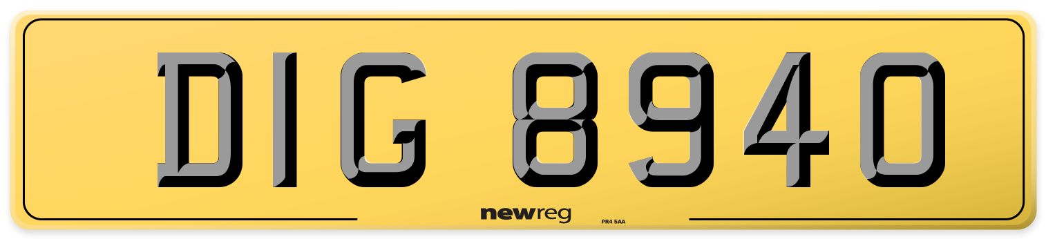 DIG 8940 Rear Number Plate