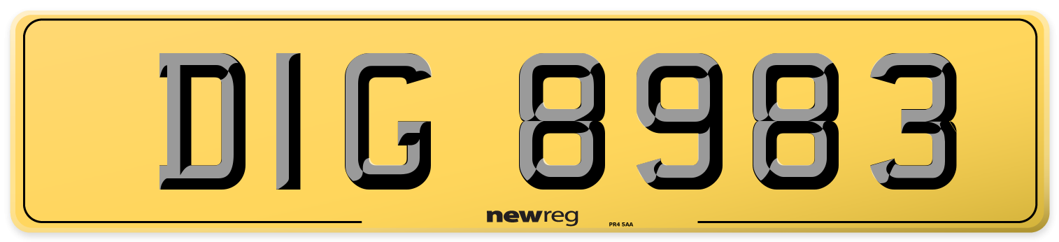 DIG 8983 Rear Number Plate