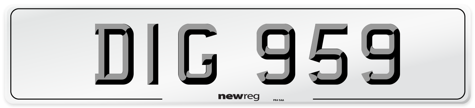 DIG 959 Front Number Plate