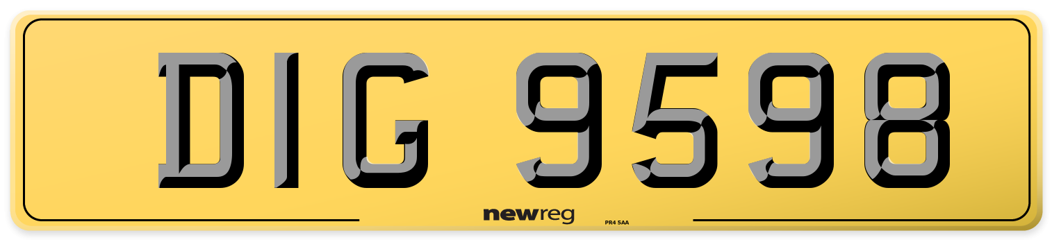 DIG 9598 Rear Number Plate