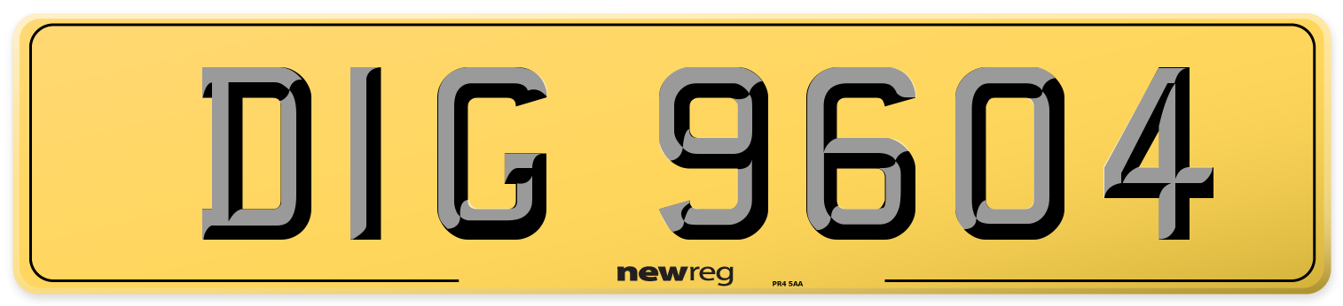 DIG 9604 Rear Number Plate