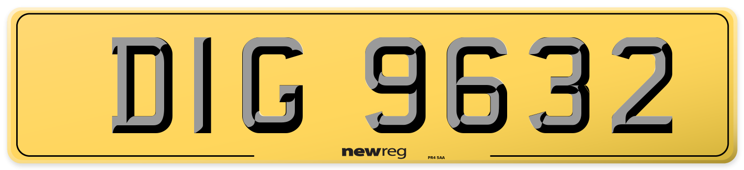 DIG 9632 Rear Number Plate