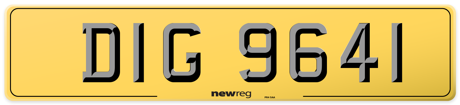 DIG 9641 Rear Number Plate