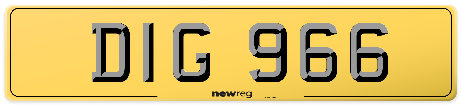 DIG 966 Rear Number Plate
