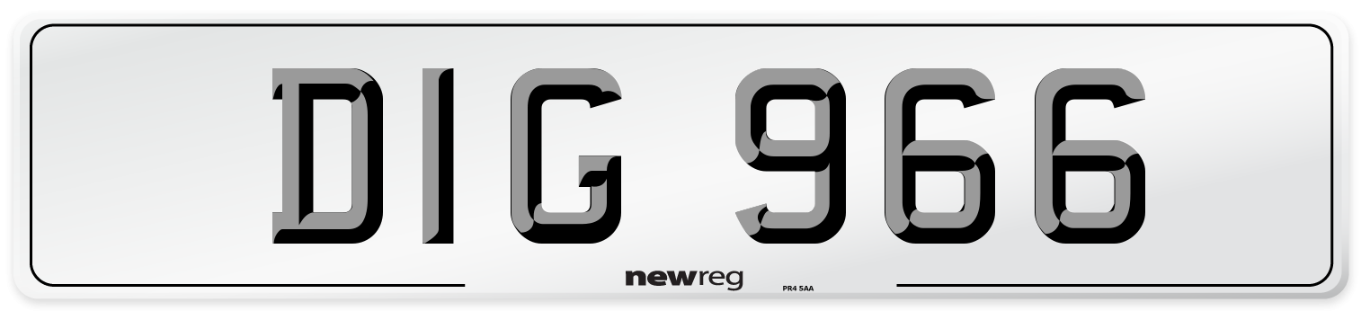 DIG 966 Front Number Plate