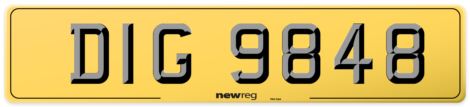 DIG 9848 Rear Number Plate