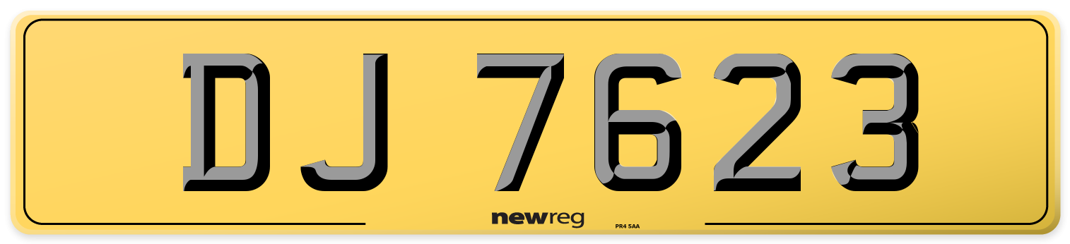 DJ 7623 Rear Number Plate