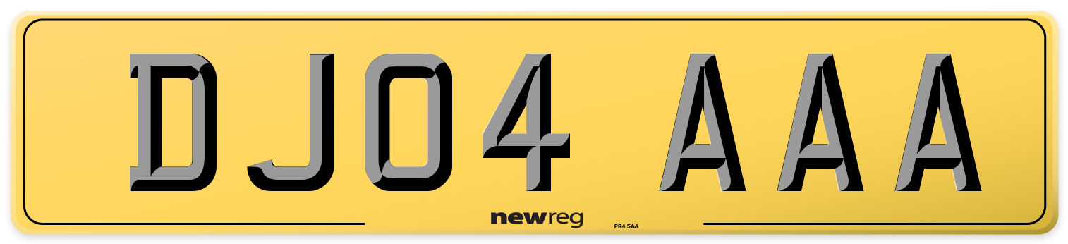 DJ04 AAA Rear Number Plate