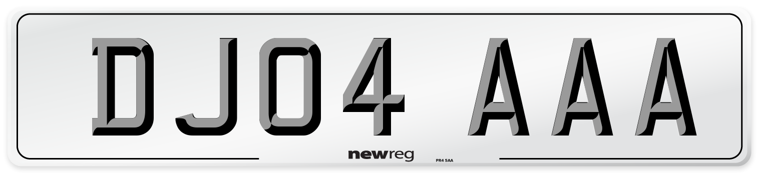 DJ04 AAA Front Number Plate