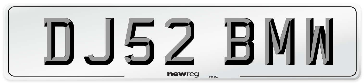 DJ52 BMW Front Number Plate