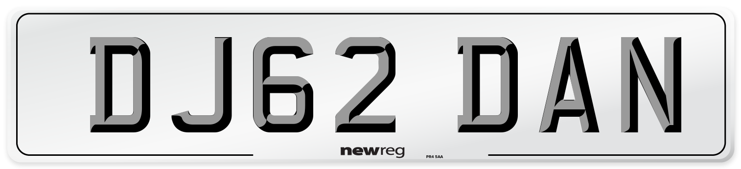 DJ62 DAN Front Number Plate