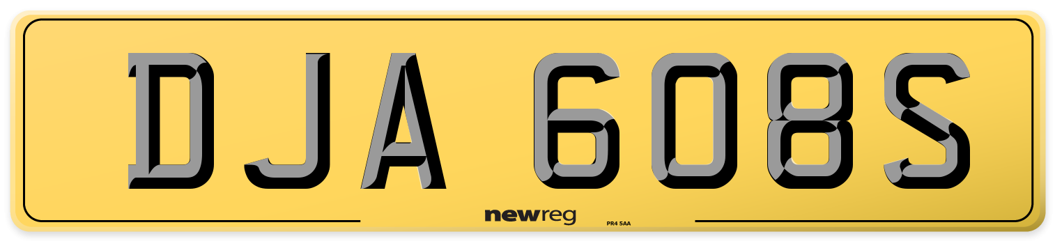 DJA 608S Rear Number Plate