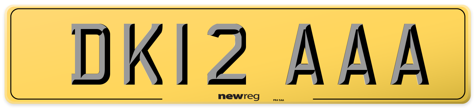 DK12 AAA Rear Number Plate
