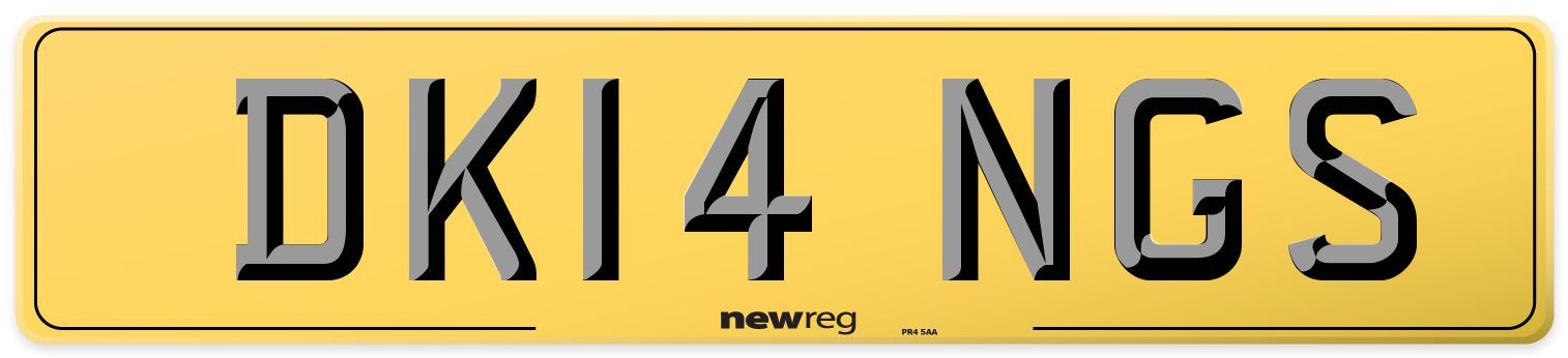 DK14 NGS Rear Number Plate