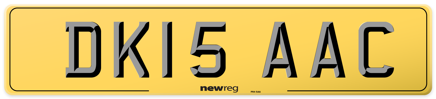DK15 AAC Rear Number Plate