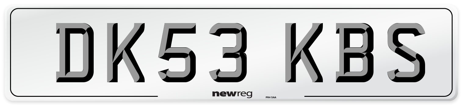 DK53 KBS Front Number Plate