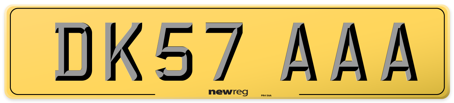 DK57 AAA Rear Number Plate