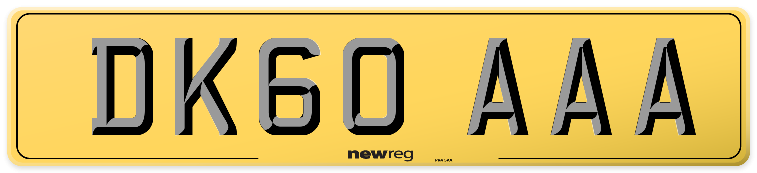 DK60 AAA Rear Number Plate