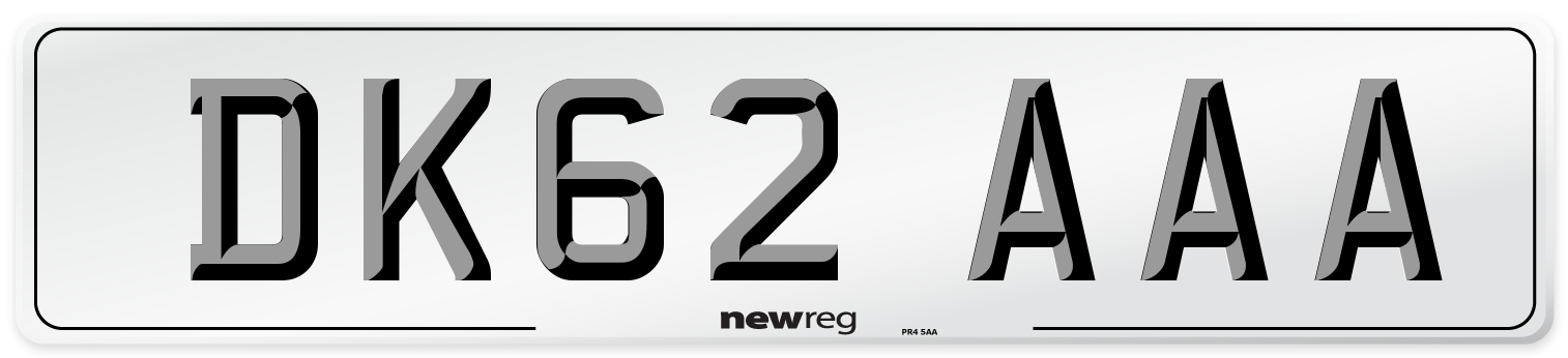 DK62 AAA Front Number Plate