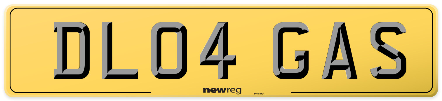 DL04 GAS Rear Number Plate
