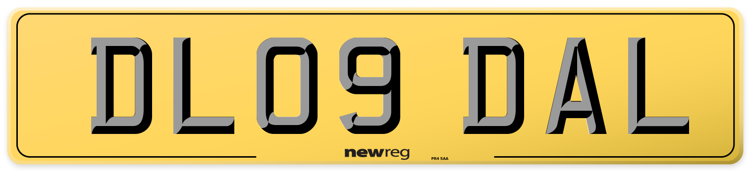 DL09 DAL Rear Number Plate