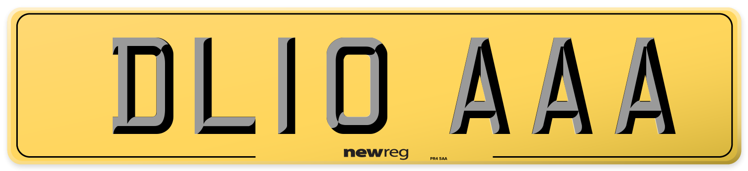 DL10 AAA Rear Number Plate