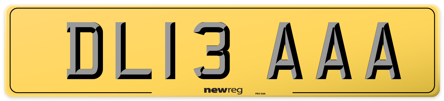 DL13 AAA Rear Number Plate