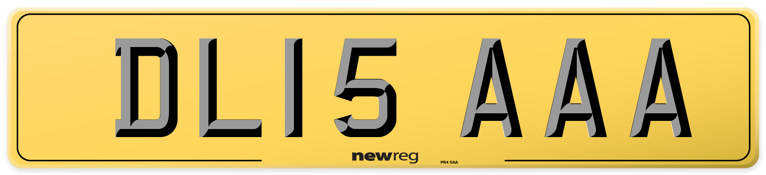 DL15 AAA Rear Number Plate