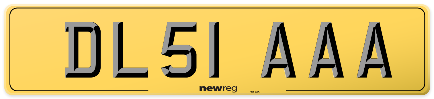 DL51 AAA Rear Number Plate