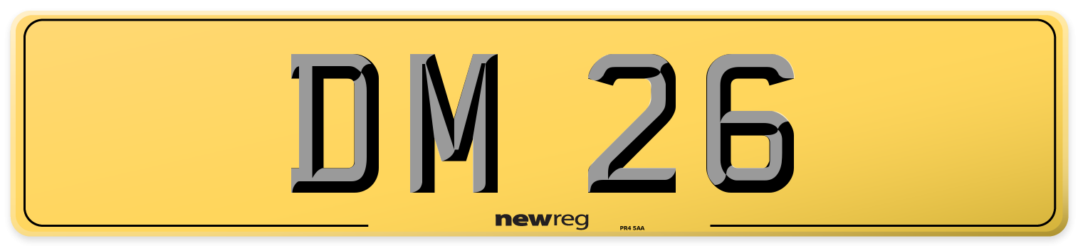 DM 26 Rear Number Plate