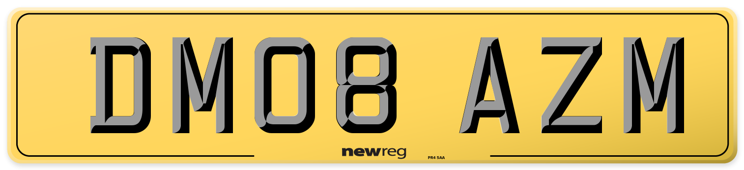 DM08 AZM Rear Number Plate