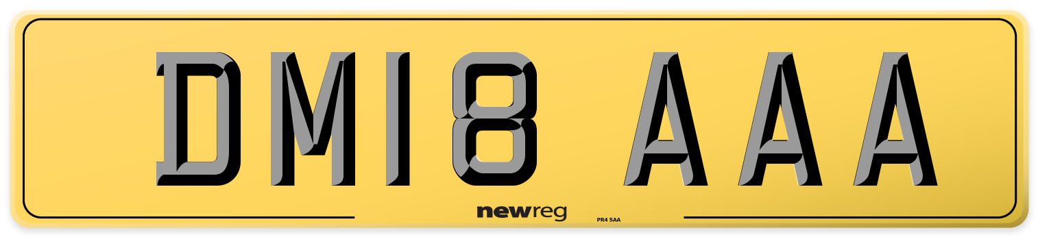 DM18 AAA Rear Number Plate