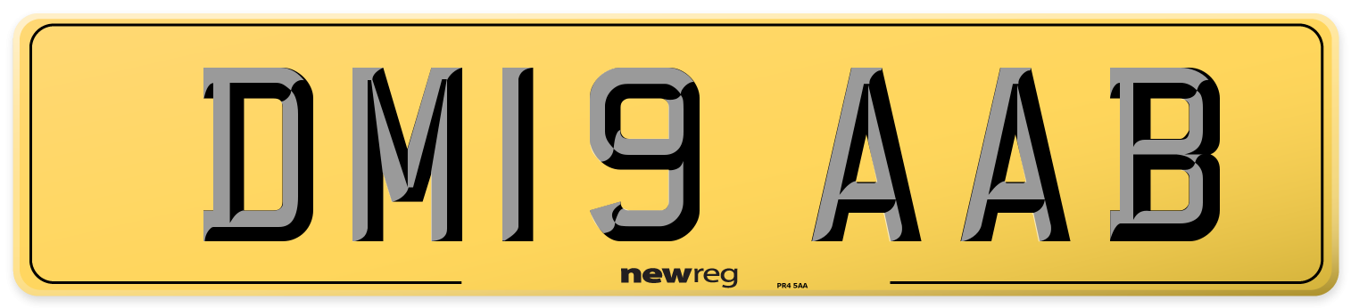 DM19 AAB Rear Number Plate