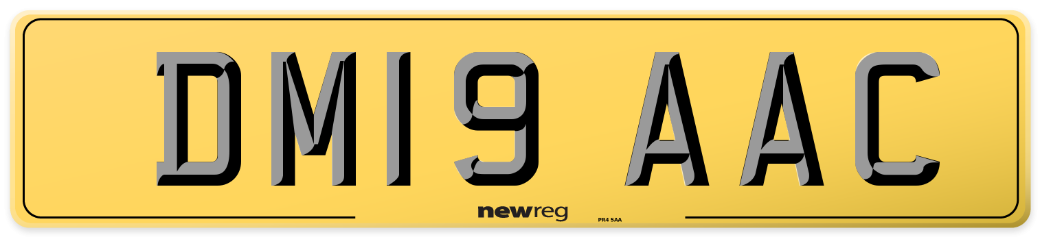 DM19 AAC Rear Number Plate