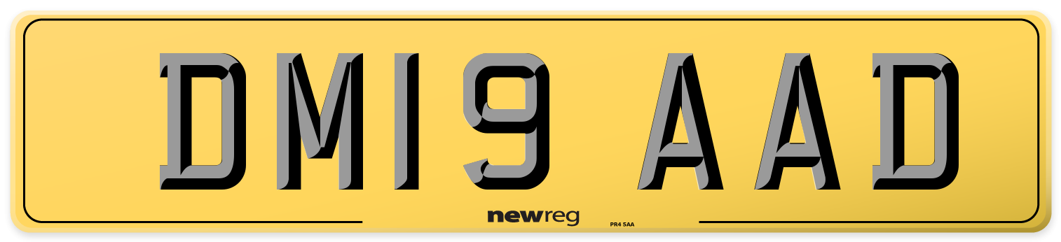 DM19 AAD Rear Number Plate