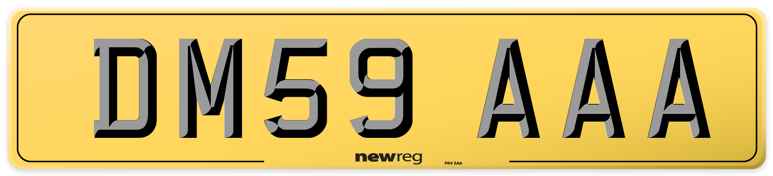 DM59 AAA Rear Number Plate