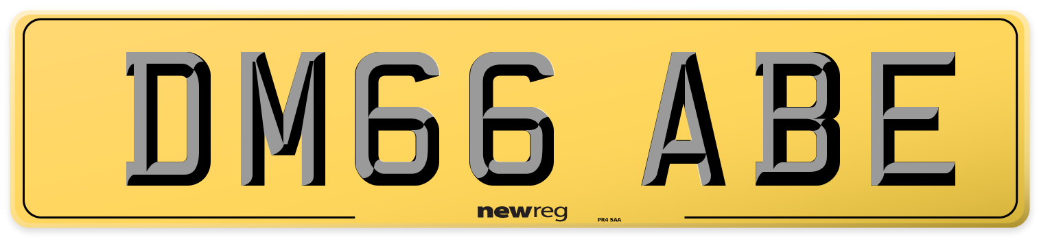 DM66 ABE Rear Number Plate