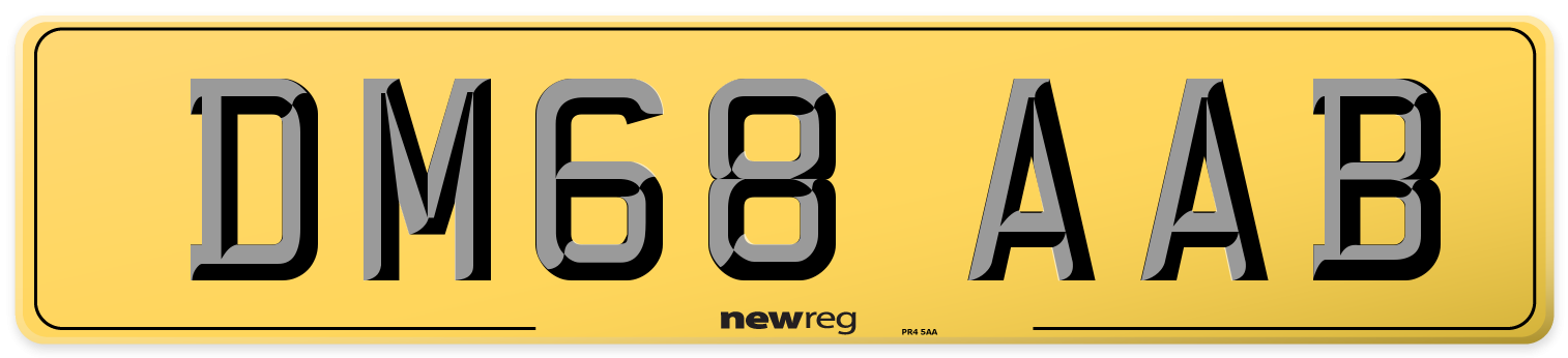 DM68 AAB Rear Number Plate