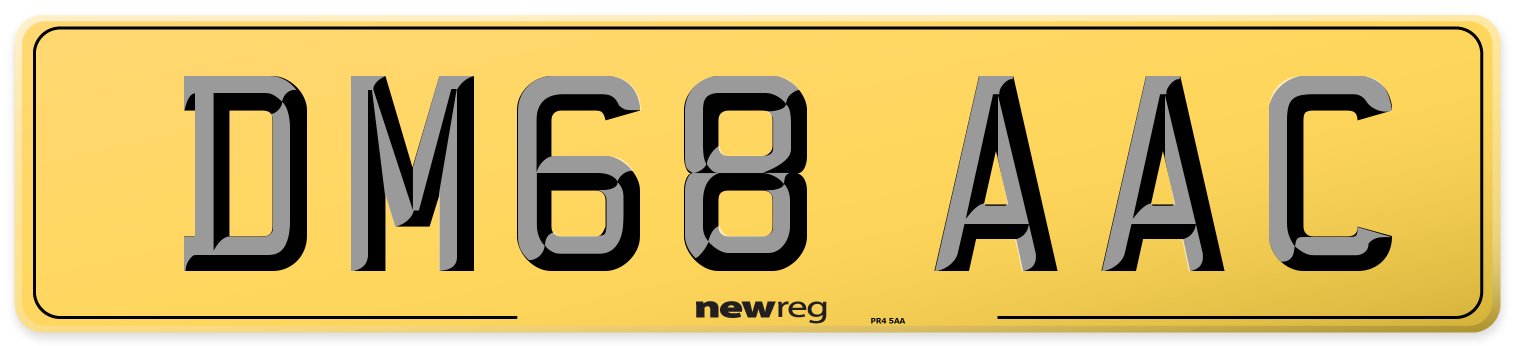 DM68 AAC Rear Number Plate
