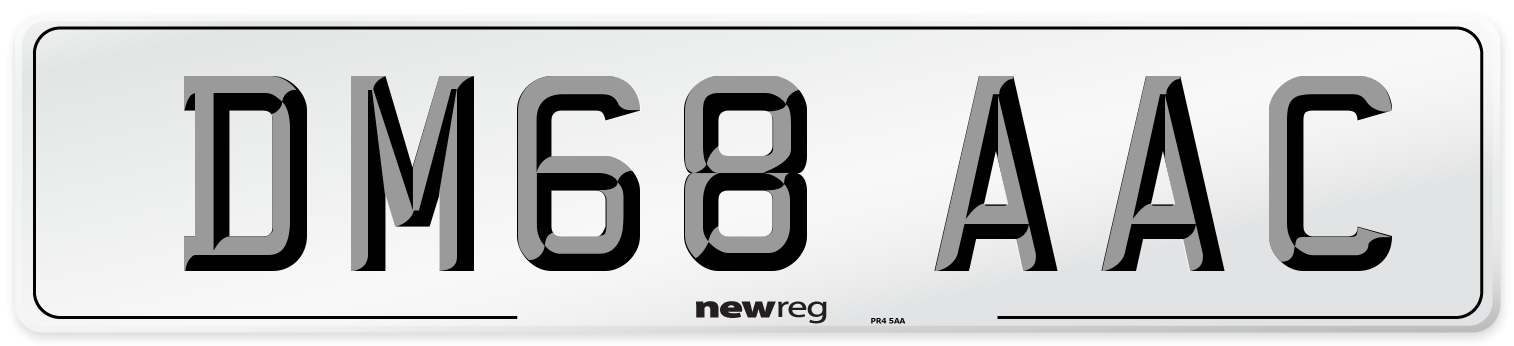 DM68 AAC Front Number Plate