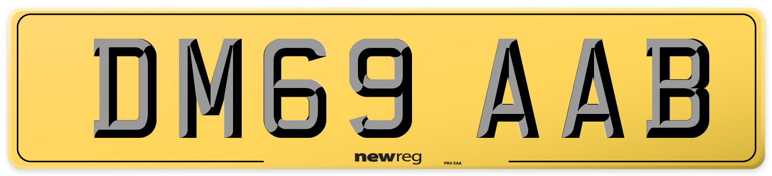 DM69 AAB Rear Number Plate