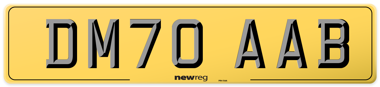 DM70 AAB Rear Number Plate